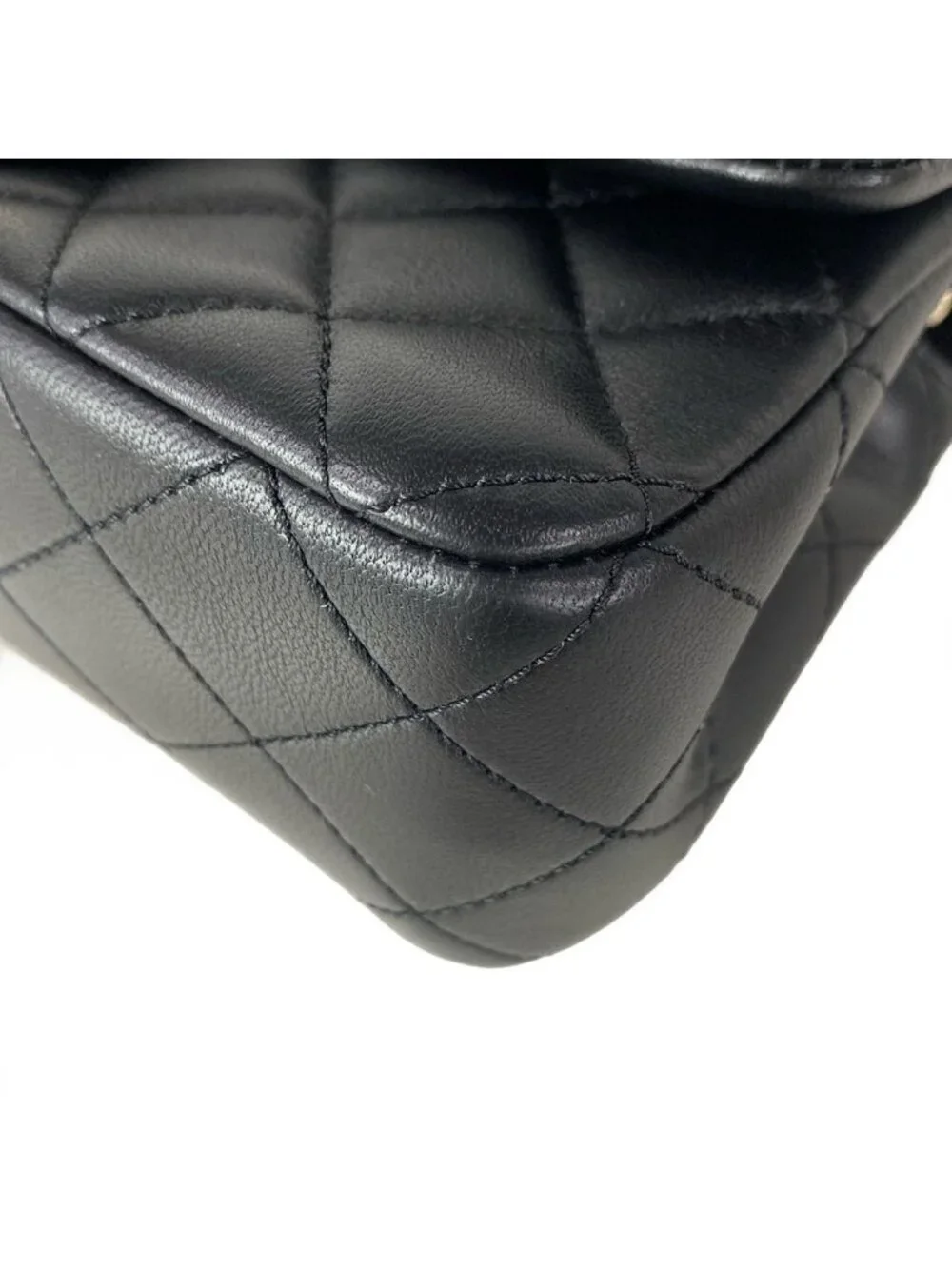 Chanel Shoulder Bag Mini Quilted Black Ball Chain Gold Metal Lambskin